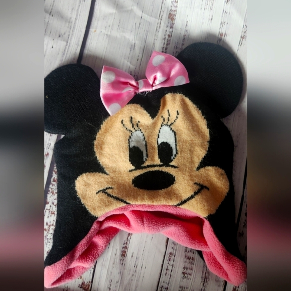 Disney Minnie Mouse Black Hat with Pink Bow